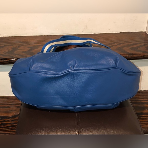 MARC JACOBS Blue Striped Crossbody Strap Pinstriped Interior Blue Leather Bag - Picture 7 of 17